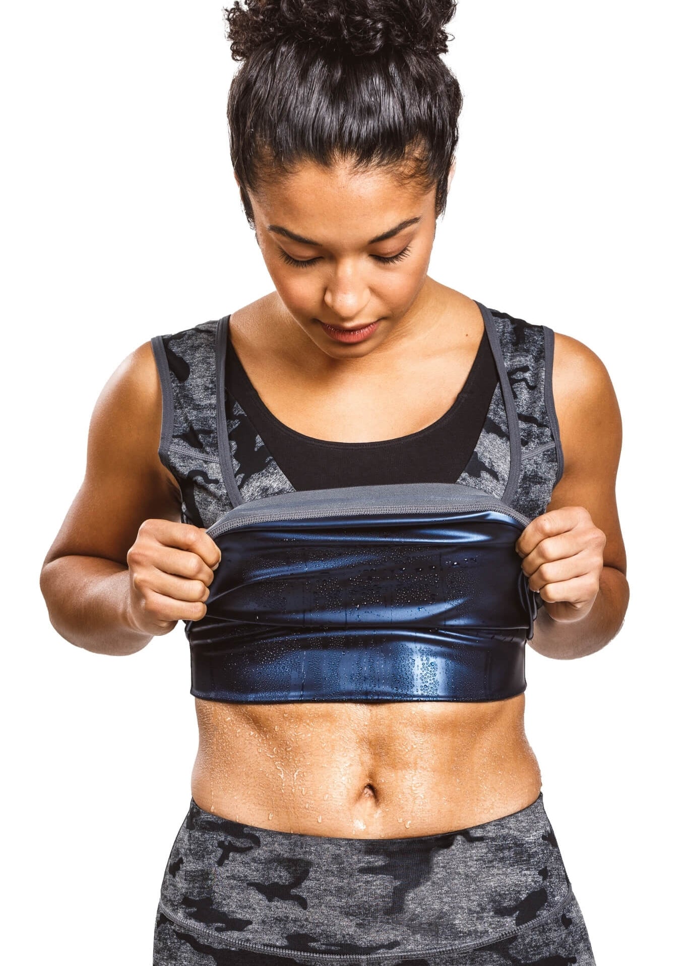 Sweat Shaper Women's Premium Workout Compression Athletic Zip Tank,  Slimming Zip Vest, Black, Small-Medium : : Sports & Outdoors