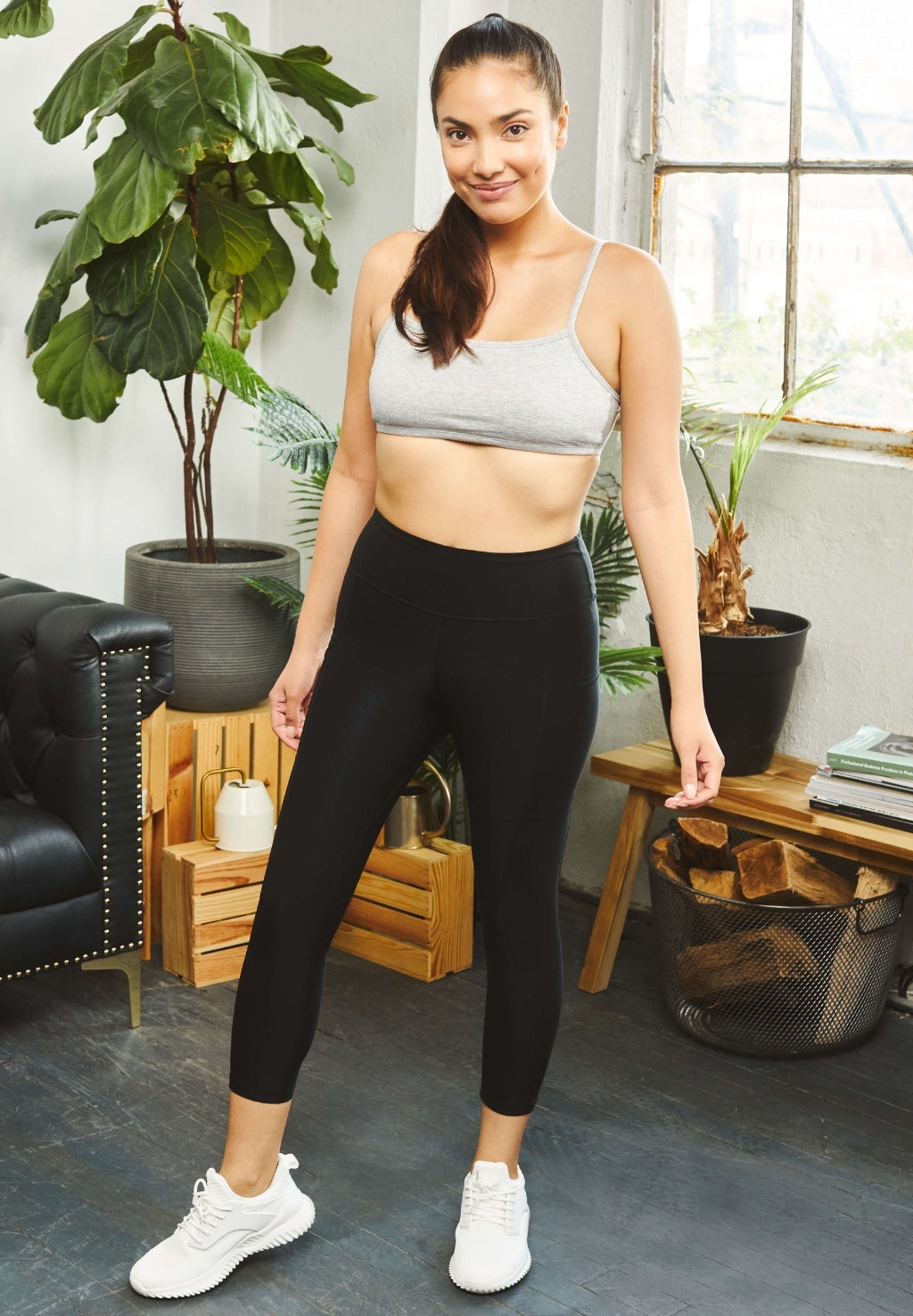 Women's shaping fitness cardio high-waisted leggings, black